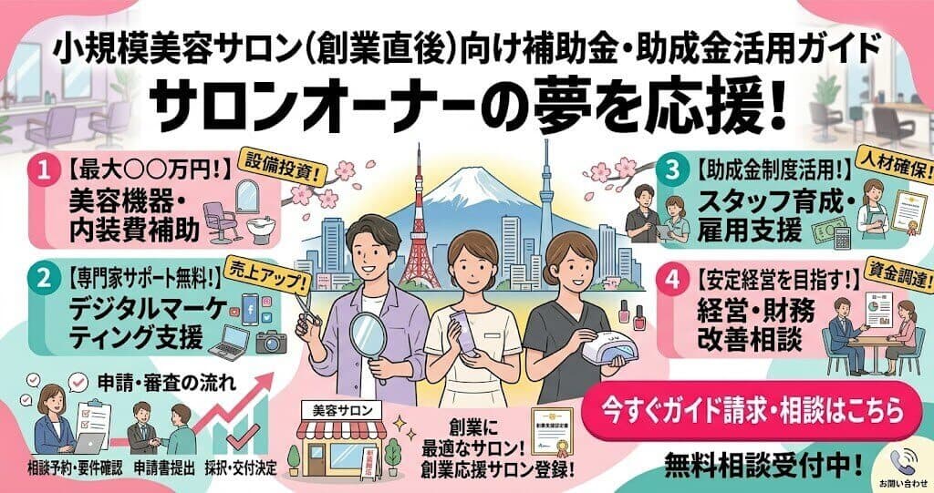 小規模美容サロン向け補助金・助成金活用ガイド｜東京都創業助成＋持続化補助金で最大600万円