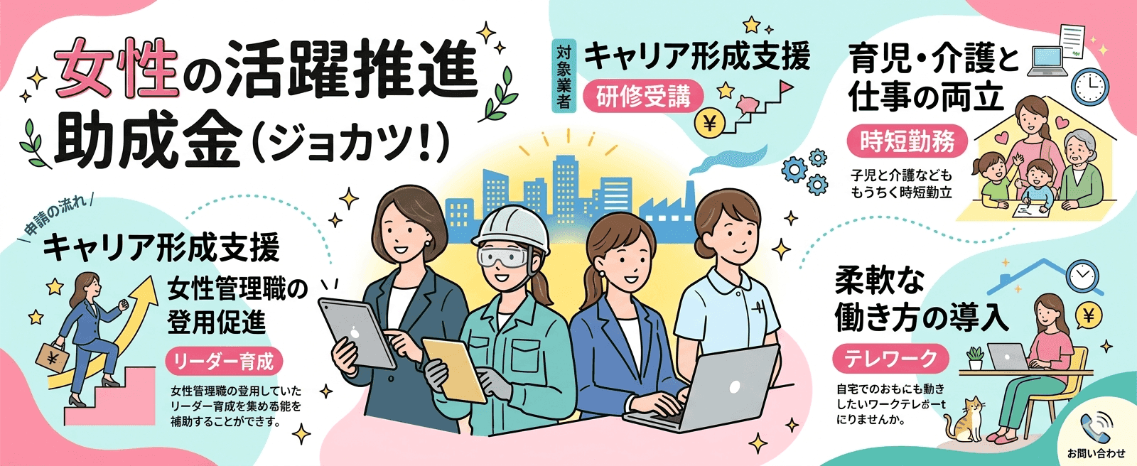 女性の活躍推進助成金（ジョカツ！）｜最大500万円・女性専用設備整備
