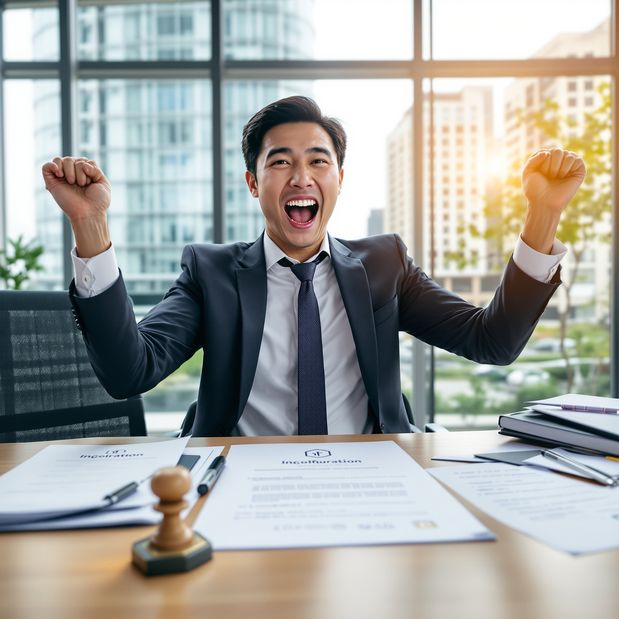 会社設立・法人化支援|オフィスビルと起業家